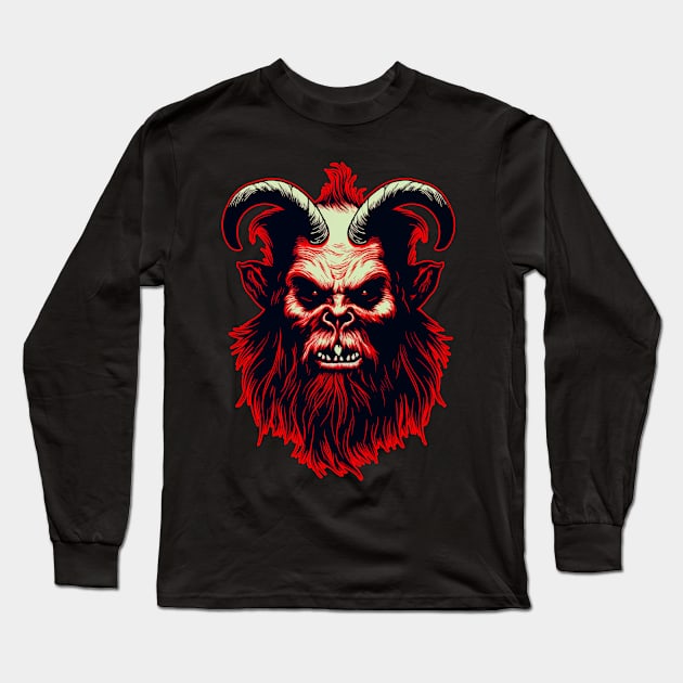 Vintage Krampus Christmas Holiday Horror Graphic Long Sleeve T-Shirt by AtomicMadhouse